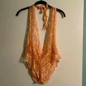 Shein lace deep v bodysuit